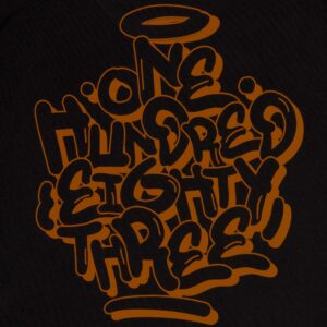 black t-shirt with 183 printed logo by ohet clothing