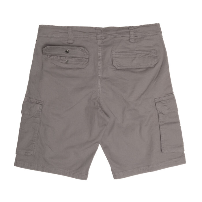 light grey cotton cargo shorts with embroidered tag logo – ohet clothing