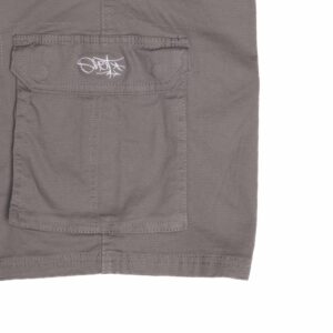 light grey cotton cargo shorts with embroidered tag logo – ohet clothing
