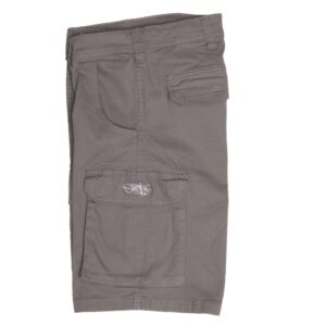 light grey cotton cargo shorts with embroidered tag logo – ohet clothing