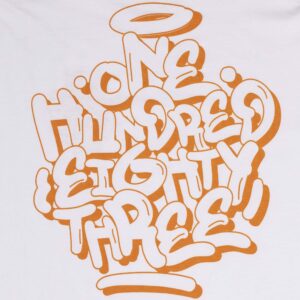 white t-shirt with 183 printed logo – ohet clothing