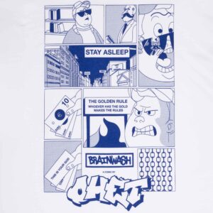 white t-shirt with comic style print – ohet clothing