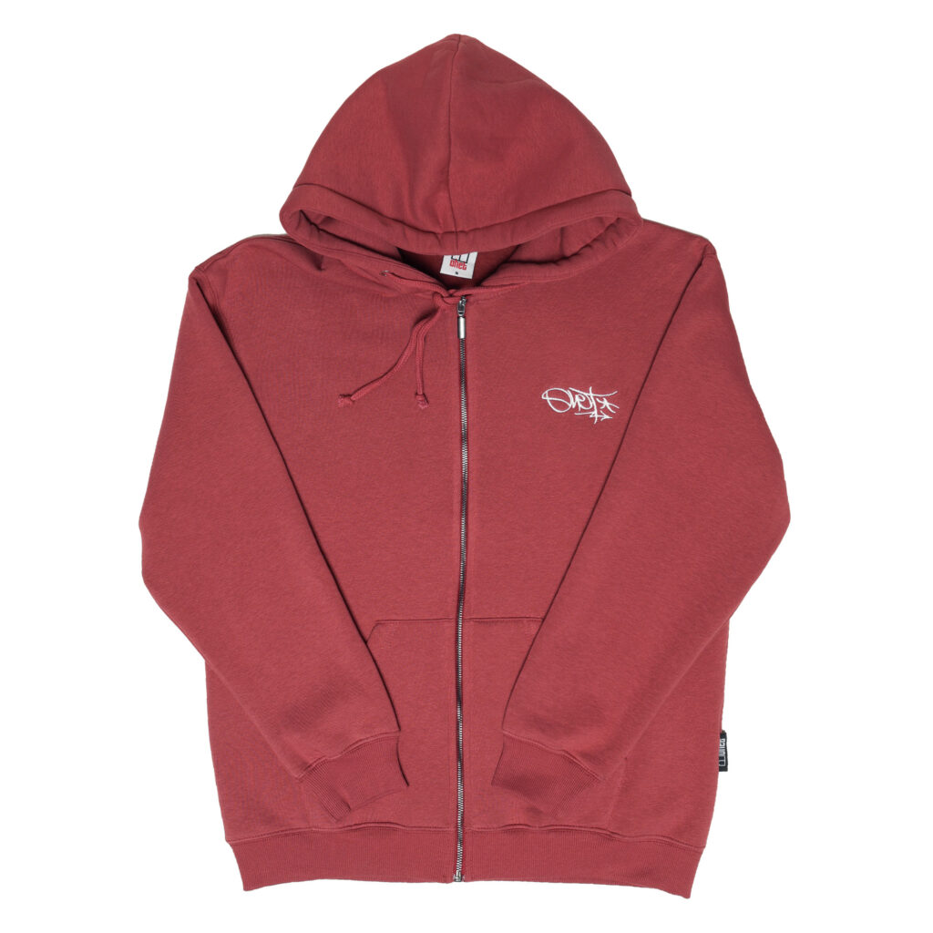 Wine Red Tag Zip Hoodie Tag