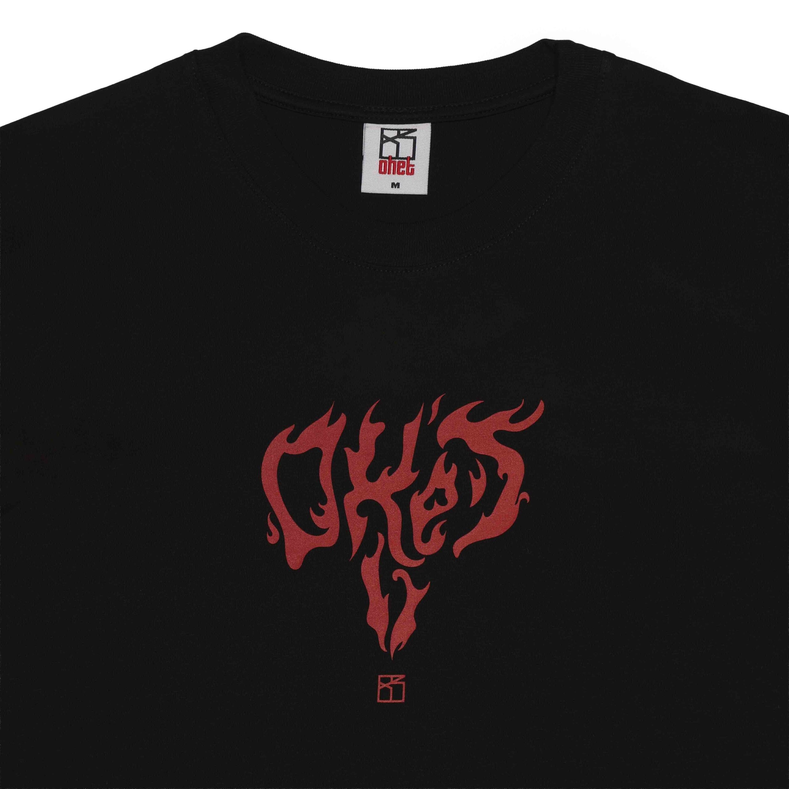 Black T-shirt Flames Details