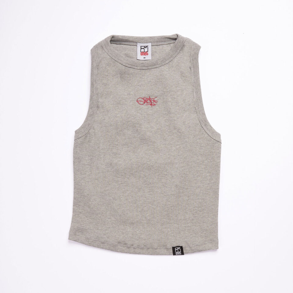 Grey Ribbed Tank Top Ohet