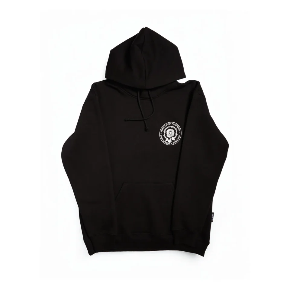 Black Hoodie "People over Passports"