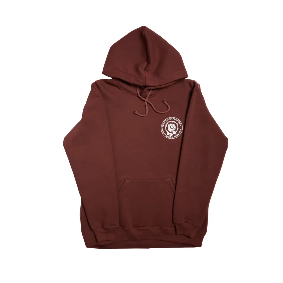 Brown Hoodie "People over Passports"