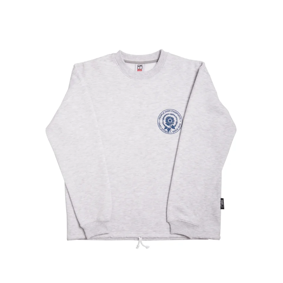 Light Grey Crewneck Sweatshirt “People Over Passports”