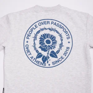 Light Grey Crewneck Sweatshirt “People Over Passports”